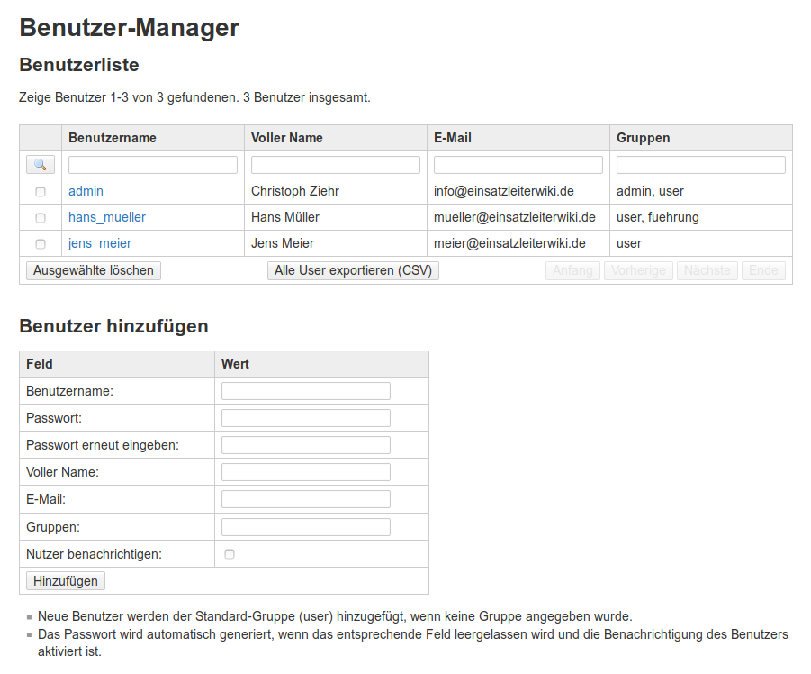 Benutzerverwaltung Benutzer Und Gruppen Einsatzleiterwiki