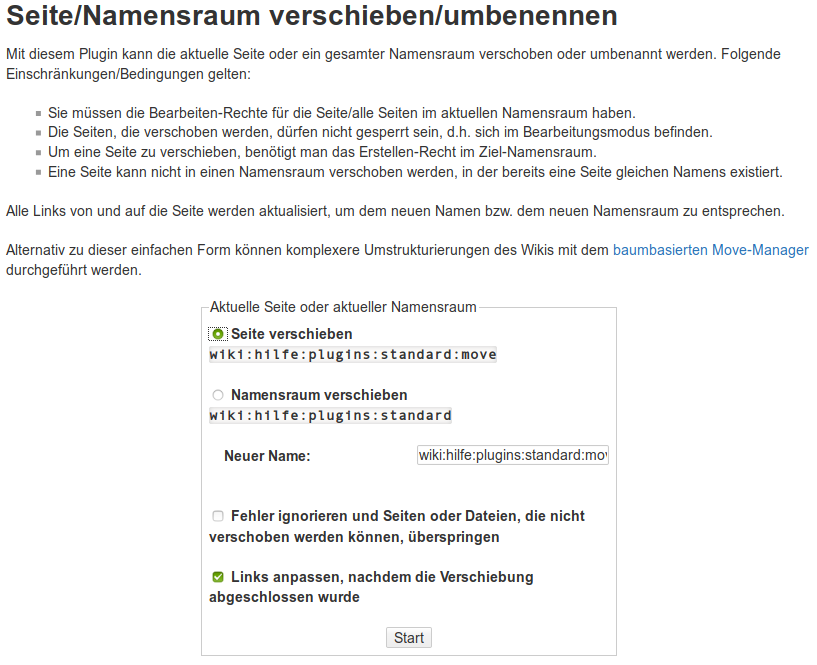 Move Plugin Wiki Seiten Und Medien Umbenennen Oder In Andere Namensraume Verschieben Einsatzleiterwiki