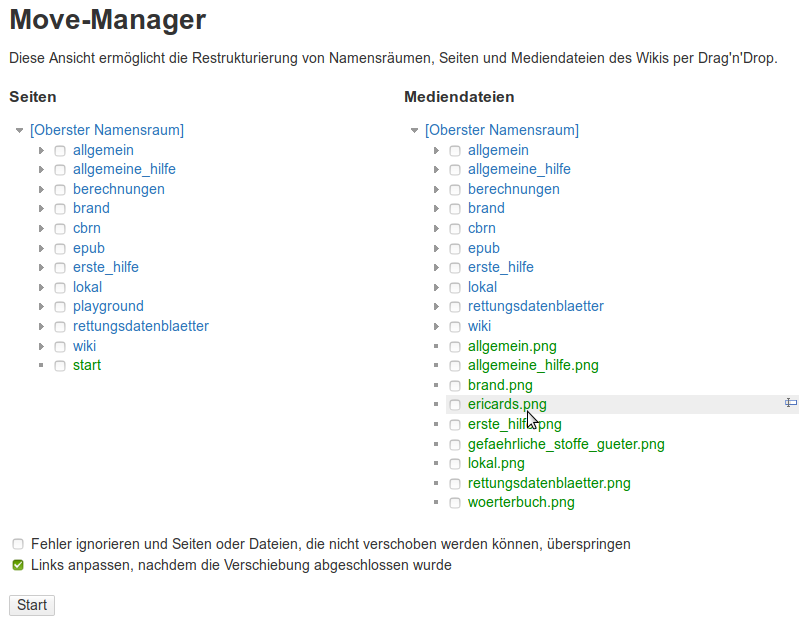 Move Plugin Wiki Seiten Und Medien Umbenennen Oder In Andere Namensraume Verschieben Einsatzleiterwiki