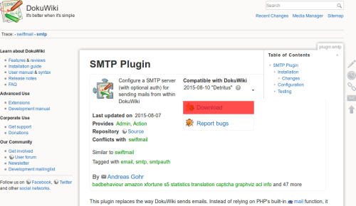 SMTP-Plugin auf dokuwiki.org